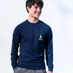 Baseball Tshirt Long Sleeve - Raised In A Cage (Back Design) -Sport Play Mode BASEBALL LS MALE NAVY FRONT