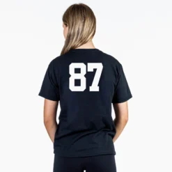 Hockey T-Shirt Short Sleeve - Neon Hockey Girl -Sport Play Mode BLACK BACK GIRLS NUMBER