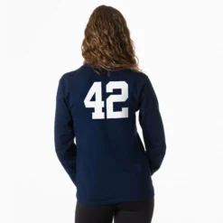 Girls Lacrosse Tshirt Long Sleeve - Lacrosse Vibes -Sport Play Mode FEMALE NAVY LSTEE NUMBER 1