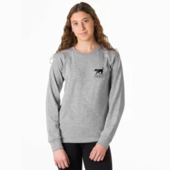 Girls Lacrosse Tshirt Long Sleeve - Lax Elephant (Back Design) -Sport Play Mode GIRLSLACROSSE LSTEE FEMALE GRAY FRONT 1