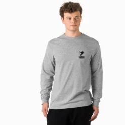 Guys Lacrosse T-Shirt Long Sleeve - Lax Pirate Flag (Back Design) 5 Guys Lacrosse T-Shirt Long Sleeve - Lax Pirate Flag (Back Design) -Sport Play Mode GUYSLACROSSE LSTEE MALE GRAY FRONT