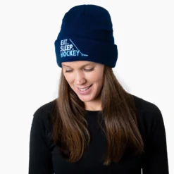Hockey Embroidered Beanie - Eat Sleep Hockey 13 Hockey Embroidered Beanie - Eat Sleep Hockey -Sport Play Mode HK 06604 model2