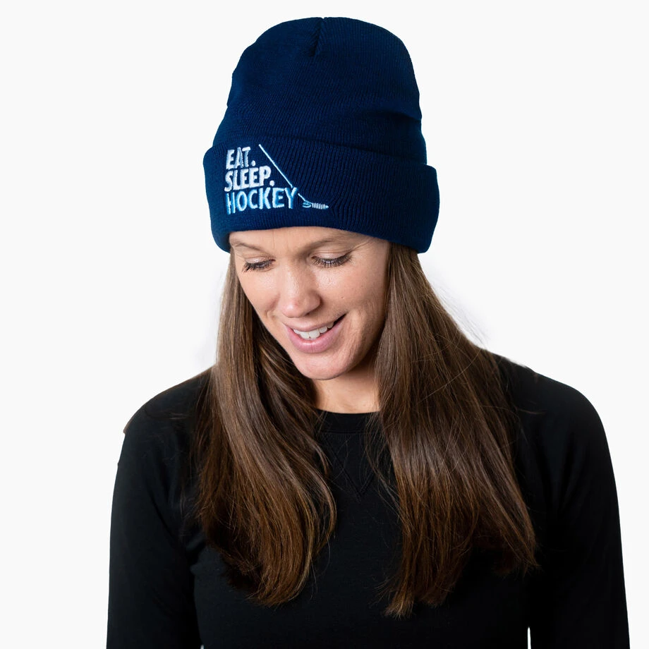 Hockey Embroidered Beanie - Eat Sleep Hockey 7 Hockey Embroidered Beanie - Eat Sleep Hockey - Image 7