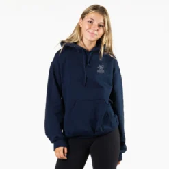 Hockey Hooded Sweatshirt - 24-7 Hockey (Back Design) -Sport Play Mode HOCKEY SWEATSHIRT FEMALE NAVY FRONT 3