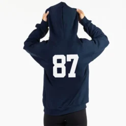 Girls Lacrosse Hooded Sweatshirt - Chevron Lax Whale 9 Girls Lacrosse Hooded Sweatshirt - Chevron Lax Whale -Sport Play Mode HOODED SWEATSHIRT NAVY BACK GIRLS NUMBER 2