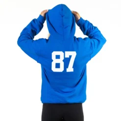 Girls Lacrosse Hooded Sweatshirt - Lax Hair Don't Care 9 Girls Lacrosse Hooded Sweatshirt - Lax Hair Don't Care -Sport Play Mode HOODED SWEATSHIRT ROYAL BACK GIRLS NUMBER