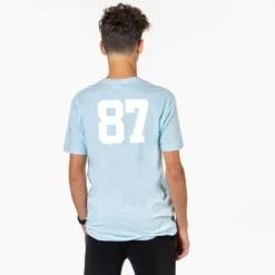 Guys Lacrosse Short Sleeve T-Shirt - Max The Lax Dog 5 Guys Lacrosse Short Sleeve T-Shirt - Max The Lax Dog -Sport Play Mode LIGHTBLUE BACK BOYS NUMBER