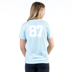 Girls Lacrosse Tshirt Short Sleeve Lax Elephant 5 Girls Lacrosse Tshirt Short Sleeve Lax Elephant -Sport Play Mode LIGHTBLUE BACK GIRLS NUMBER 1