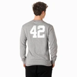 Hockey Tshirt Long Sleeve - I'd Rather Be Playing Hockey -Sport Play Mode MALE GRAY LSTEE NUMBER 2