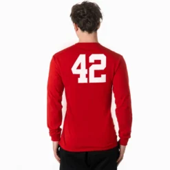 Guys Lacrosse Tshirt Long Sleeve - USA Lacrosse -Sport Play Mode MALE RED LSTEE NUMBER 1