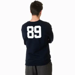Baseball Crewneck Sweatshirt - Eat Sleep Baseball Bold Text -Sport Play Mode Male Crewneck Back Navy Number 7