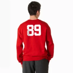 Guys Lacrosse Crewneck Sweatshirt - USA Lacrosse -Sport Play Mode Male Crewneck Back Red Number