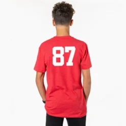Guys Lacrosse Short Sleeve T-Shirt - USA Lacrosse -Sport Play Mode RED BACK BOYS NUMBER