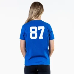 Girls Lacrosse Short Sleeve T-Shirt - Patriotic Lax Girl 5 Girls Lacrosse Short Sleeve T-Shirt - Patriotic Lax Girl -Sport Play Mode ROYAL BACK GIRLS NUMBER 1