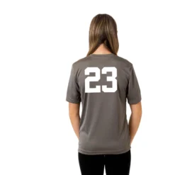 Hockey Short Sleeve Performance Tee - Hockey Girl Glitch -Sport Play Mode SSTECH F GRAPHITE NUMBER