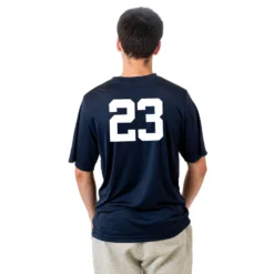 Hockey Short Sleeve Performance Tee - Hockey Goalie Sketch -Sport Play Mode SSTECH M NAVY NUMBER 5