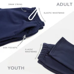 Girls Lacrosse Fleece Sweatpants - Lax With Crossed Sticks -Sport Play Mode SWEATPANTS NAVY DETAILS 2