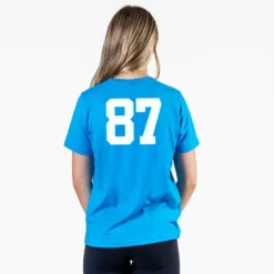 Girls Lacrosse Short Sleeve T-Shirt - Lax Cruiser -Sport Play Mode TURQUOISE BACK GIRLS NUMBER 3