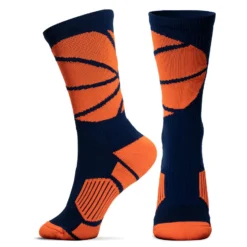 Basketball Woven Mid-Calf Sock Set - Ball Wrap (Navy/Neon Orange) -Sport Play Mode bk 01093
