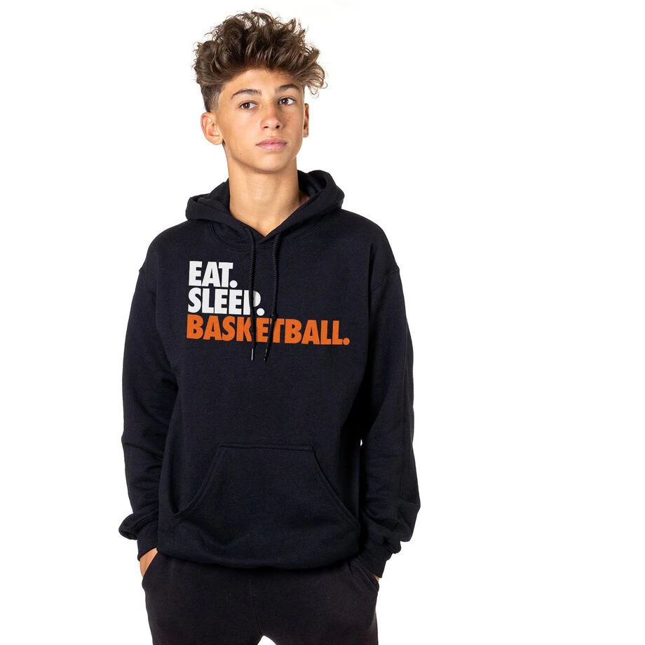 Basketball Hooded Sweatshirt - Eat. Sleep. Basketball. 2 Basketball Hooded Sweatshirt - Eat. Sleep. Basketball. - Image 2