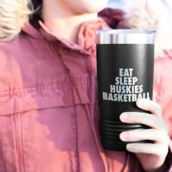 Basketball 20 Oz. Double Insulated Tumbler - Personalized Eat Sleep Basketball -Sport Play Mode bk 01976 BLACK MODEL