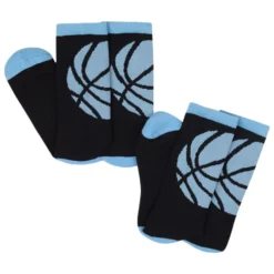 Basketball Woven Mid-Calf Sock Set - Ball Wrap (Black/Carolina Blue) -Sport Play Mode bk 02328 3