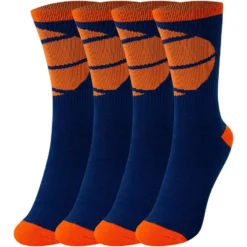 Basketball Woven Mid-Calf Sock Set - Ball Wrap (Navy/Neon Orange) -Sport Play Mode bk 02329 4