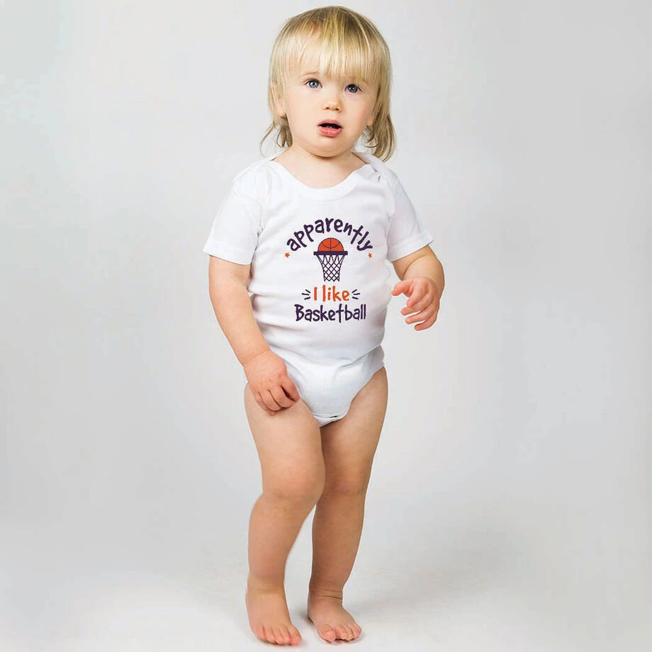 Basketball Baby One-Piece - Apparently, I Like Basketball 2 Basketball Baby One-Piece - Apparently, I Like Basketball - Image 2