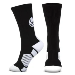 Basketball Woven Mid-Calf Sock Set - Two Players One Ball -Sport Play Mode bk 02508 SIDE