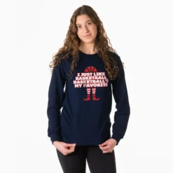 Basketball Tshirt Long Sleeve - Basketball's My Favorite 6 Basketball Tshirt Long Sleeve - Basketball's My Favorite -Sport Play Mode bk 02603 NAVY FEMALE