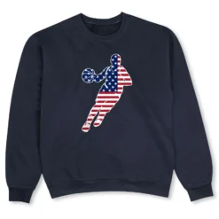 Basketball Crewneck Sweatshirt - Basketball Stars And Stripes Player