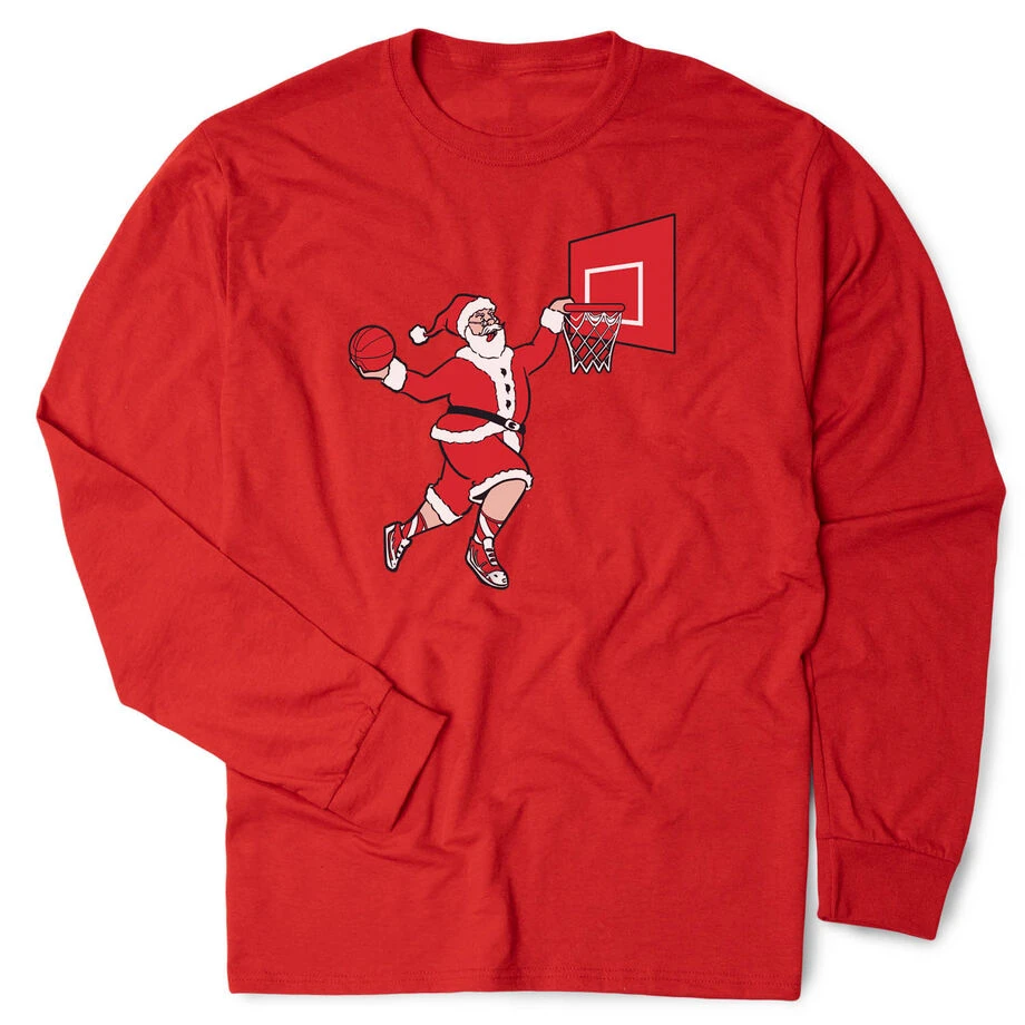 Basketball Tshirt Long Sleeve - Slam Dunk Santa 1 Basketball Tshirt Long Sleeve - Slam Dunk Santa