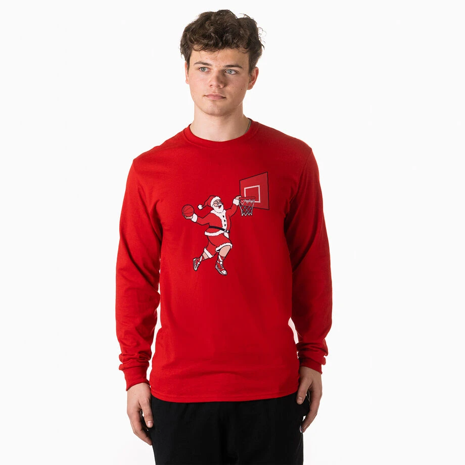Basketball Tshirt Long Sleeve - Slam Dunk Santa 2 Basketball Tshirt Long Sleeve - Slam Dunk Santa - Image 2