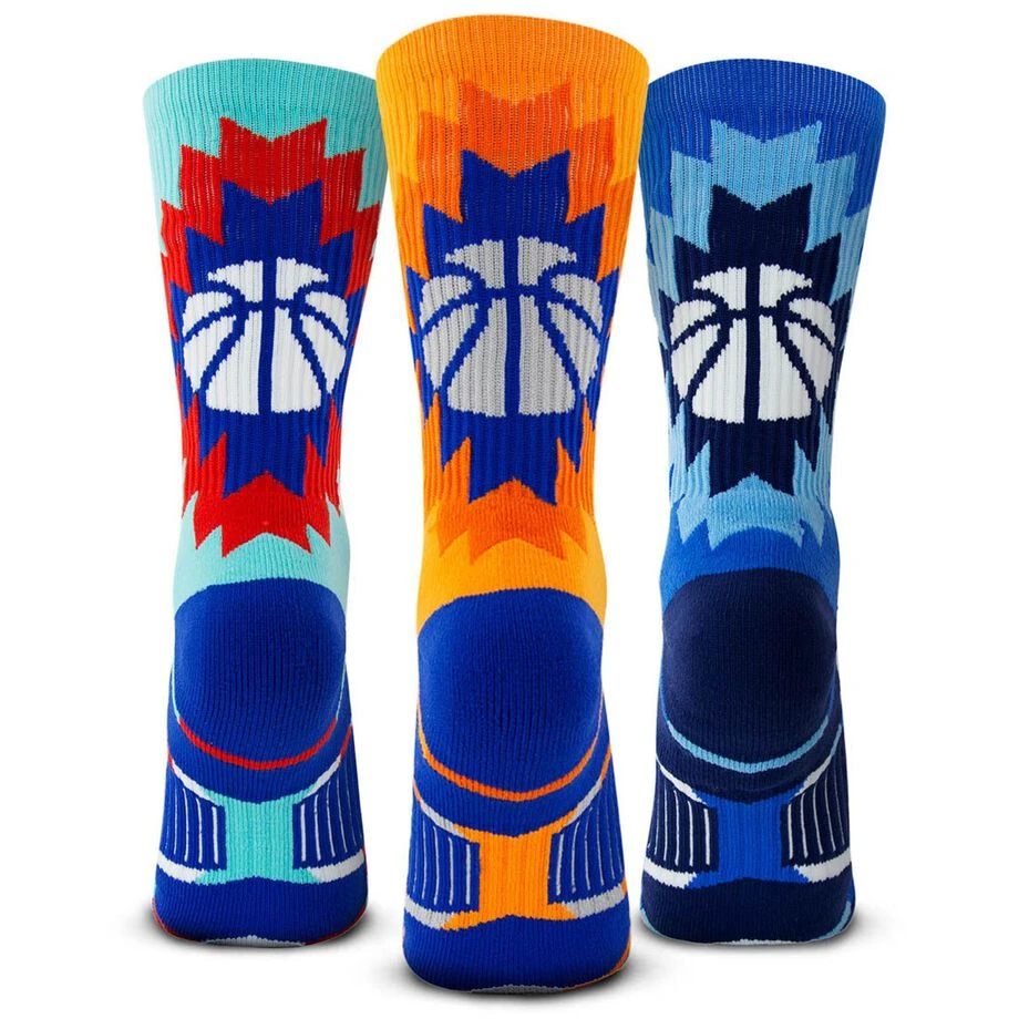 Basketball Woven Mid-Calf Sock Set - Aztec Trio 1 Basketball Woven Mid-Calf Sock Set - Aztec Trio