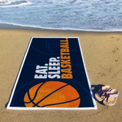 Basketball Towel - Eat Sleep Basketball -Sport Play Mode bk 02737 BEACH