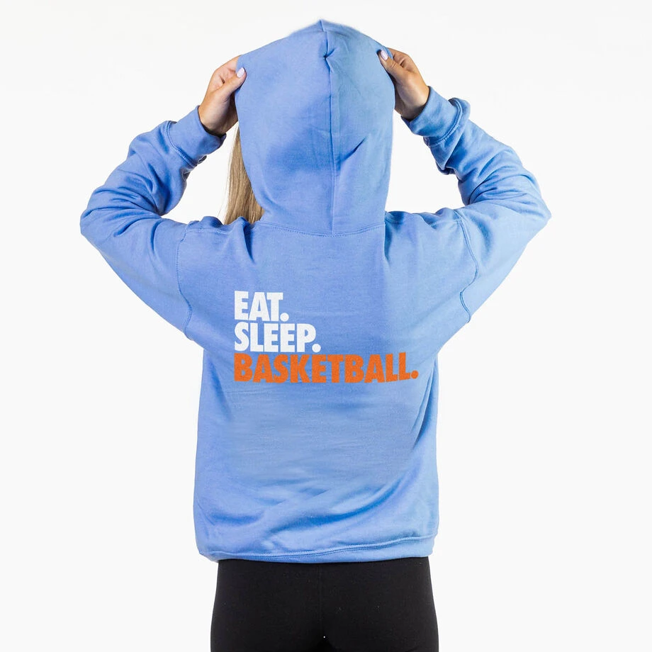 Basketball Hooded Sweatshirt - Eat. Sleep. Basketball. (Back Design) 3 Basketball Hooded Sweatshirt - Eat. Sleep. Basketball. (Back Design) - Image 3