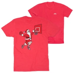 Basketball Short Sleeve T-Shirt - Slam Dunk Santa (Back Design)