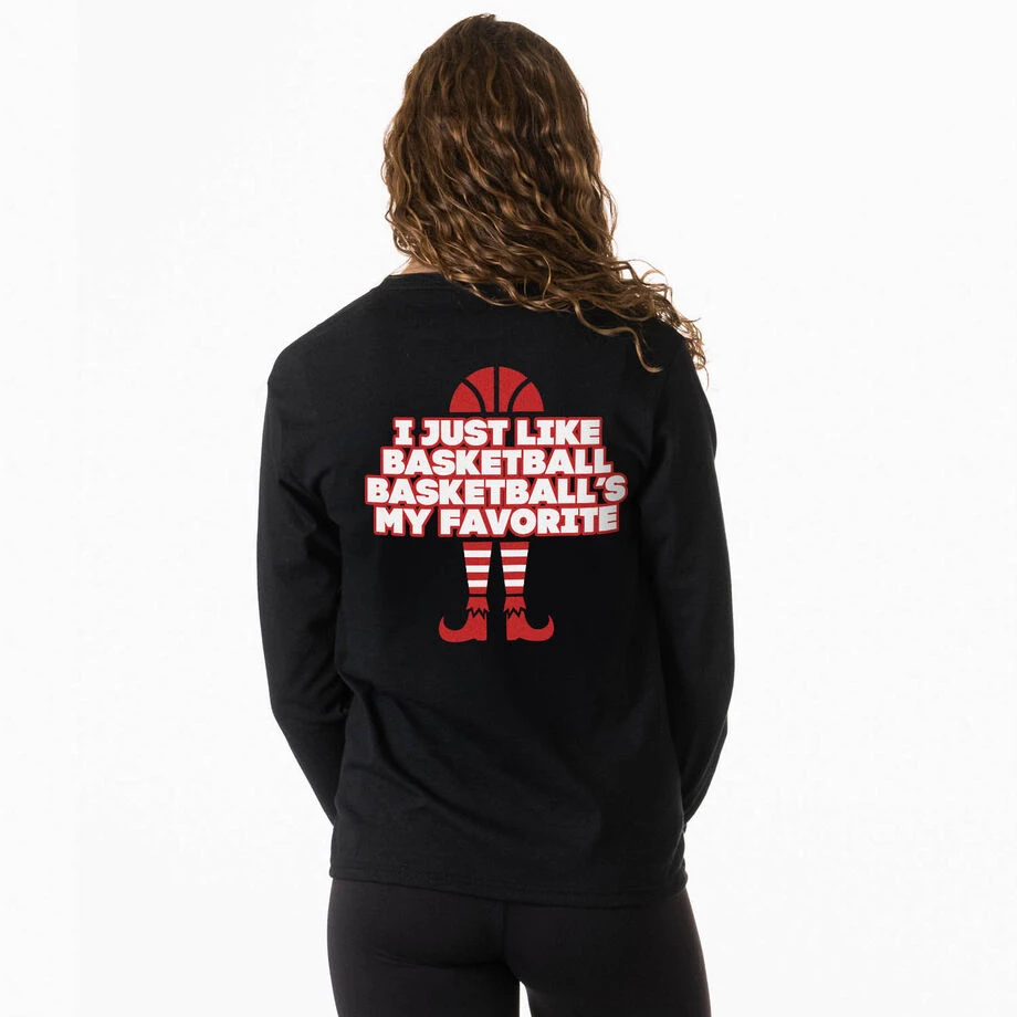 Basketball Tshirt Long Sleeve - Basketball's My Favorite (Back Design) 3 Basketball Tshirt Long Sleeve - Basketball's My Favorite (Back Design) - Image 3