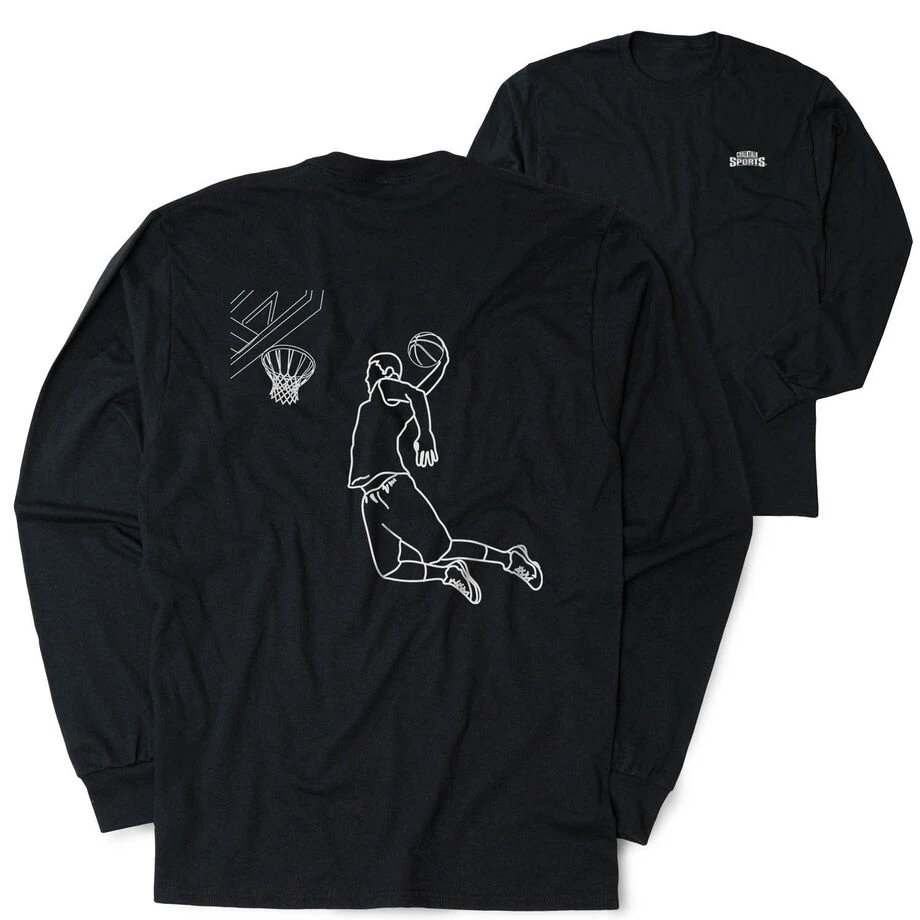 Basketball Tshirt Long Sleeve - Basketball Player Sketch (Back Design) 1 Basketball Tshirt Long Sleeve - Basketball Player Sketch (Back Design)