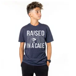 Baseball Tshirt Short Sleeve Raised In A Cage Baseball -Sport Play Mode bs 00083 NAVY BOYS