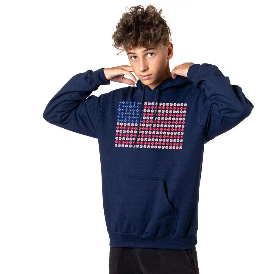 Baseball Hooded Sweatshirt - Patriotic Baseball 2 Baseball Hooded Sweatshirt - Patriotic Baseball - Image 2