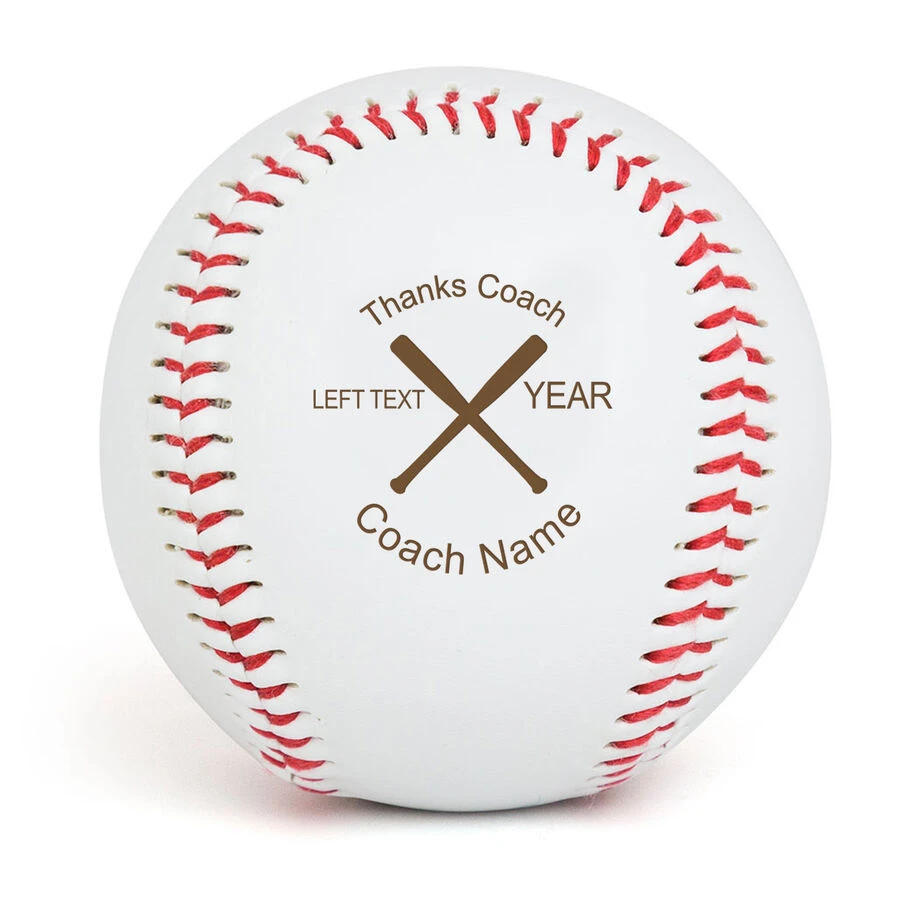 Baseball Thanks Coach Crossed Bats Laser Engraved Baseball 2 Baseball Thanks Coach Crossed Bats Laser Engraved Baseball - Image 2