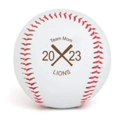 Baseball Team Mom Crossed Bats Laser Engraved Baseball