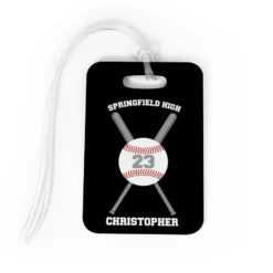 Baseball Bag/Luggage Tag - Personalized Baseball Team With Crossed Bat