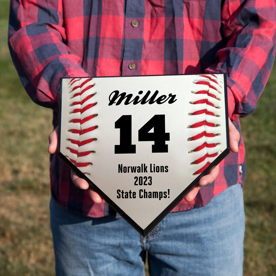 Baseball Personalized Baseball Stitches Home Plate Plaque 2 Baseball Personalized Baseball Stitches Home Plate Plaque - Image 2