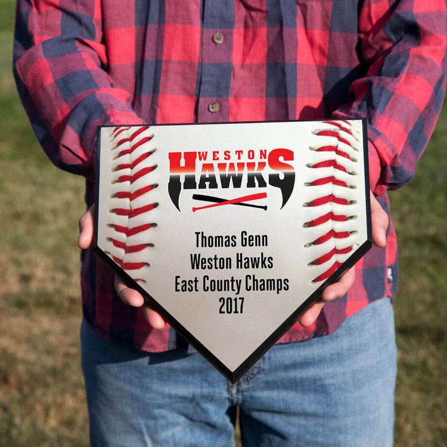 Baseball Your Logo Home Plate Plaque 2 Baseball Your Logo Home Plate Plaque - Image 2