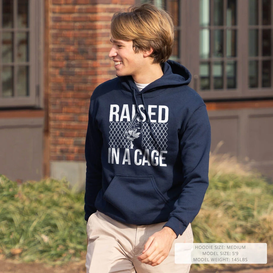 Baseball Hooded Sweatshirt - Raised In A Cage 6 Baseball Hooded Sweatshirt - Raised In A Cage - Image 6