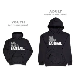 Baseball Hooded Sweatshirt - Eat Sleep Baseball Bold Text 12 Baseball Hooded Sweatshirt - Eat Sleep Baseball Bold Text -Sport Play Mode bs 02003 BLACK SIZE