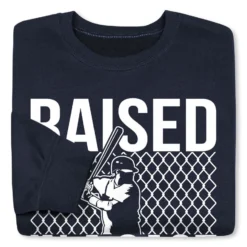 Baseball Crewneck Sweatshirt - Raised In A Cage 7 Baseball Crewneck Sweatshirt - Raised In A Cage -Sport Play Mode bs 02282 NAVY FOLD