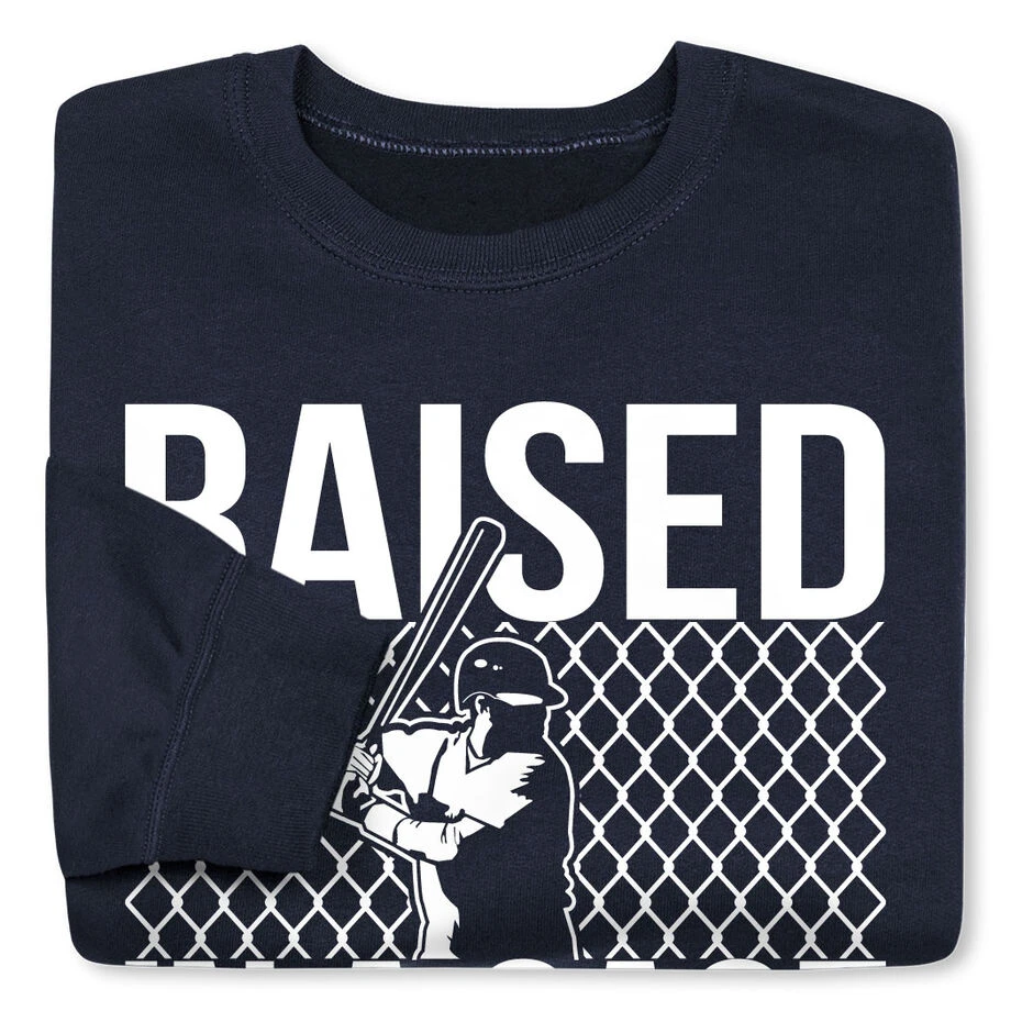 Baseball Crewneck Sweatshirt - Raised In A Cage 4 Baseball Crewneck Sweatshirt - Raised In A Cage - Image 4
